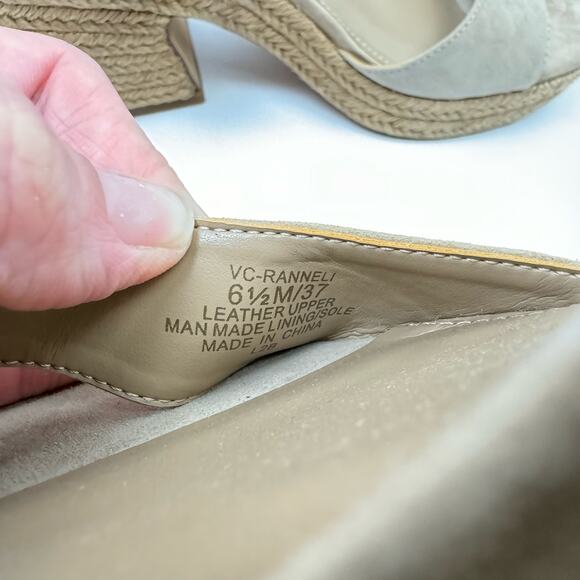 NEW Vince Camuto Ranneli Tan Suede Leather Espadrille Platform Sandal - Picture 13 of 15